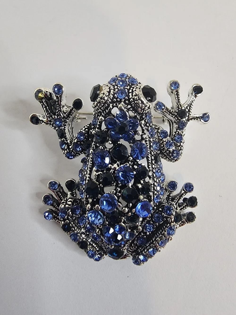 Blue Crystal Frog Costume Brooch.  NWOT.  1.5